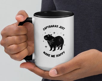 Capybaras Make Me Happy Ceramic Mug, Animal Lover Gift