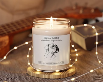 Vela de cera de soja con aroma a bulldog, decoración de bosque, regalo de bulldog