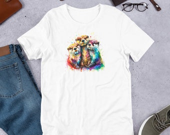 Watercolor Otters Unisex T-Shirt, Otter Lover Gift