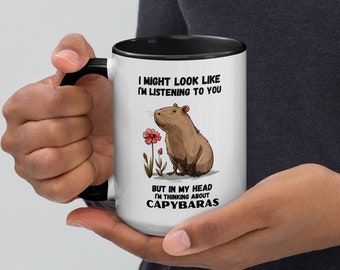 Thinking About Capybaras Mug, Capybara Gift, Animal Mug, Capybara Mug, Cappuccino Lover, Cappuccino Coffee Mug, Capybara, Cute Mug Design