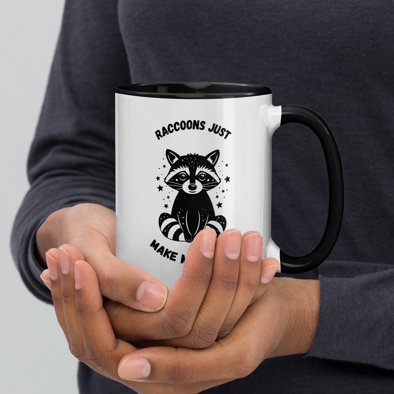 Raccoons Make Me Happy Mug, Raccoon Coffee Mug, Funny Sarcastic Office ...
