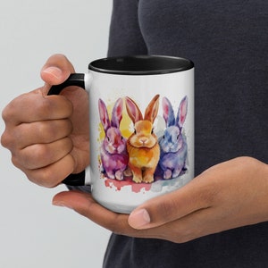 Aquarell Häschen Becher, Aquarell Häschenbecher, Häschen-Liebhaber-Geschenk, niedliches Häschenbecher, Häschenkunstbecher, Häschenaquarell, Häschengeschenk, Häschendesign