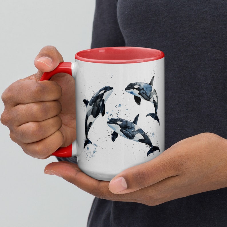Watercolor Orcas Mug