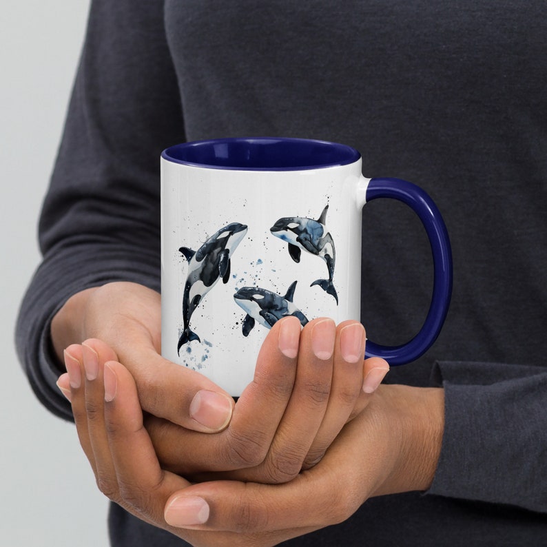 Watercolor Orcas Mug