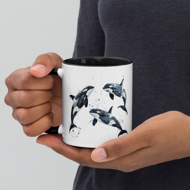Watercolor Orcas Mug