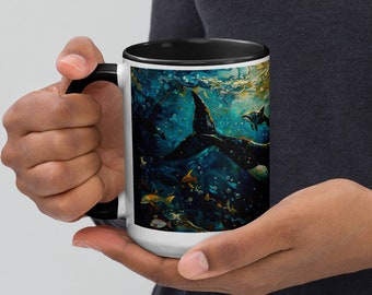 Van Gogh Style Orca Kaffeetasse, künstlerische Ocean Art