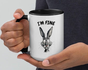 Taza "Estoy bien, conejito", divertida taza de café de cerámica con diseño de animal.