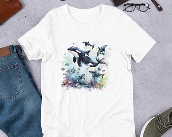 Vintage 90s Orca Pod T-Shirt, Retro Ocean Animal Aesthetic