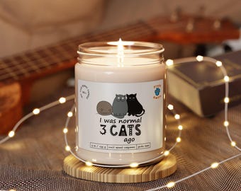 I Was Normal 3 Cats Ago Soy Candle, Aromatherapy Cat Lover Gift
