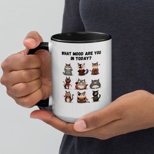 What cat are you today Mug, Positive Quote Ceramic Cup, Cat Lover Gift, Friend Colleage Gift Idea, Cottagecore Kitty Mug, Cute Novelty Gift