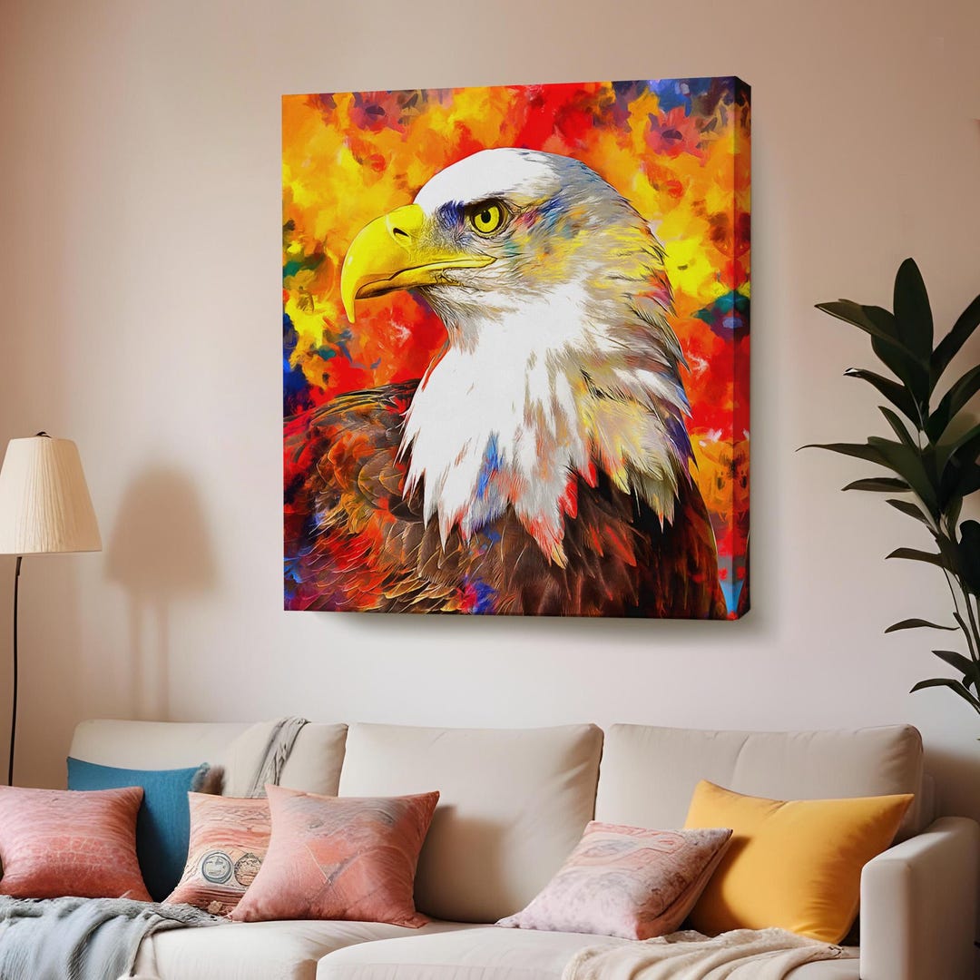Oil Painting Eagle Canvas Print, Housewarming Gifts, Animal Modern Wall ...