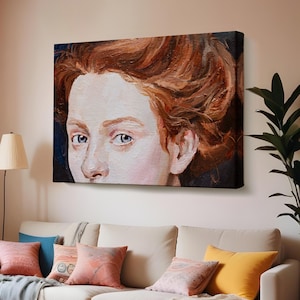 Red-Haired Woman Oil Painting Look Decorative Art, Portrait Canvas Art, Portrait Canvas Decor, Framed Portrait Canvas Wall Decor