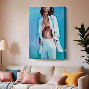 Feminist Woman Canvas Painting, Housewarming Gifts, Large Wall Art, Nü Modern Wall Decor, Nü Canvas Wall Art, Framed Canvas Wall Art