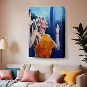 Sexy Woman Licking Glass Canvas Painting, Nü Canvas Print, Framed Canvas Wall Art, Nü Canvas Wall Art, Nü Modern Wall Decor