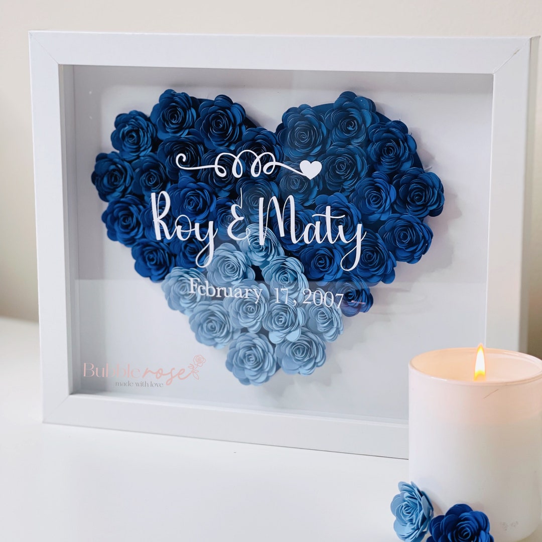 Heart Custom Flower Frames Paper Flower Box Personalized Etsy