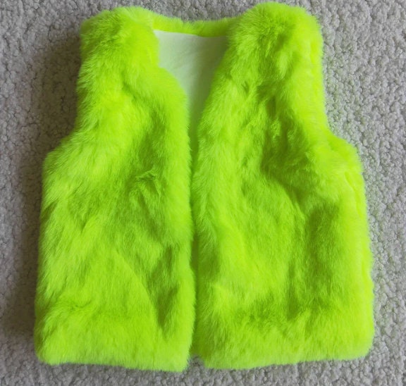green fuzzy vest