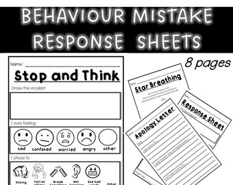 Behavior Reflection Sheet, Apology Letter Template (8 Pages)