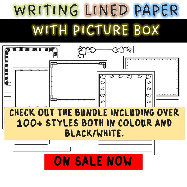 Lined Writing Paper With Picture Box Etsy