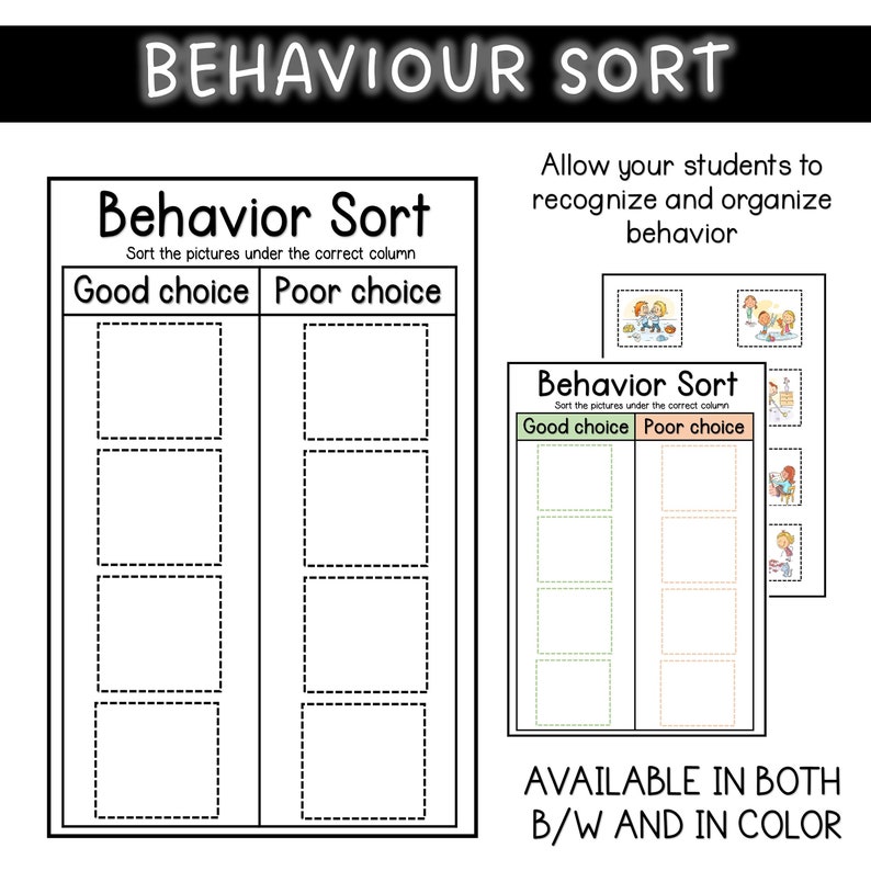 Behavior Reflection Sorting Activity- Social Skills Development - Etsy