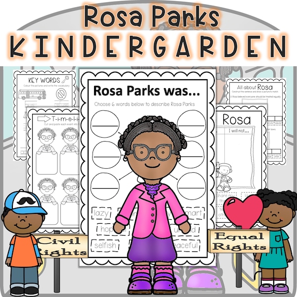 Rosa Parks Kindergarten Activities/ Worksheets/ Black History Month