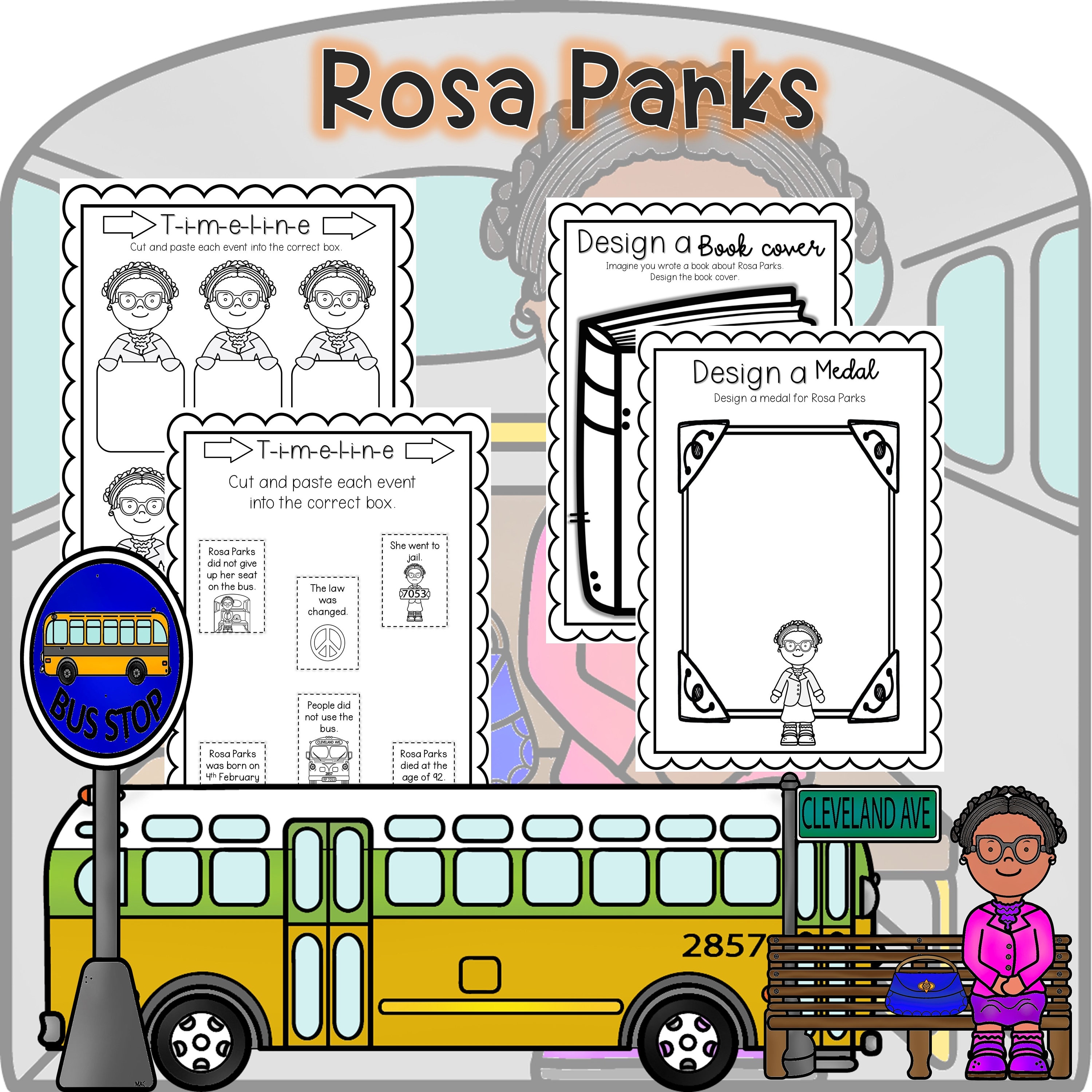 Rosa Parks Kindergarten Activities/ Worksheets/ Black History Month - Etsy