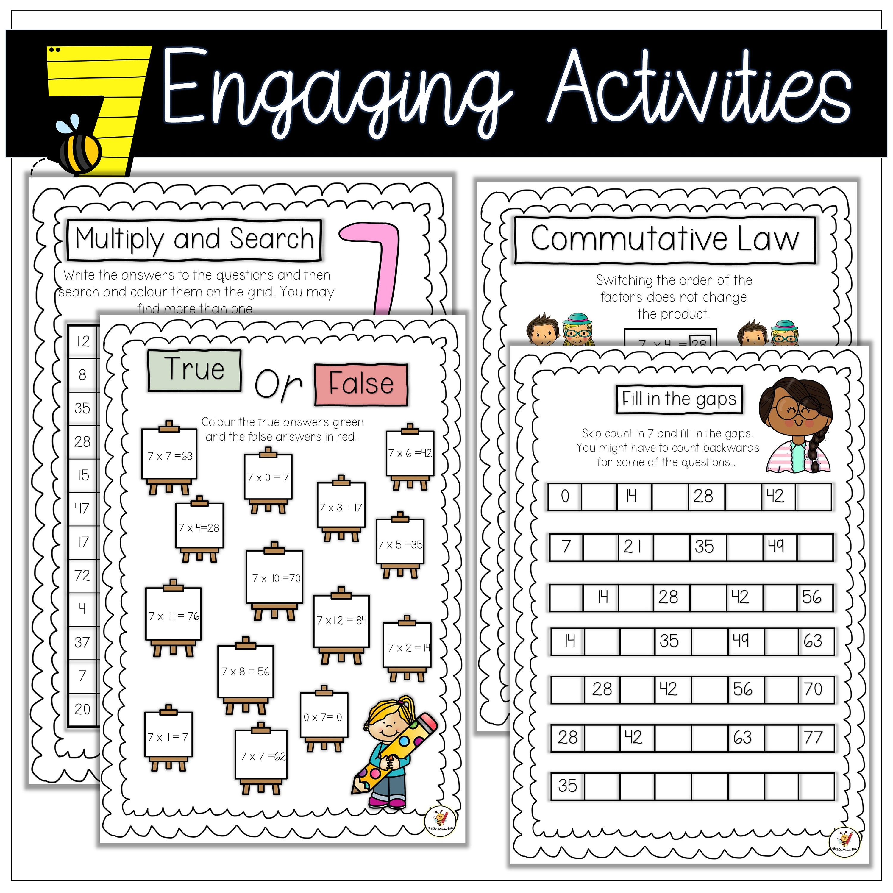 7 Timestable Multiplication Activity Booklet/worksheets/games - Etsy