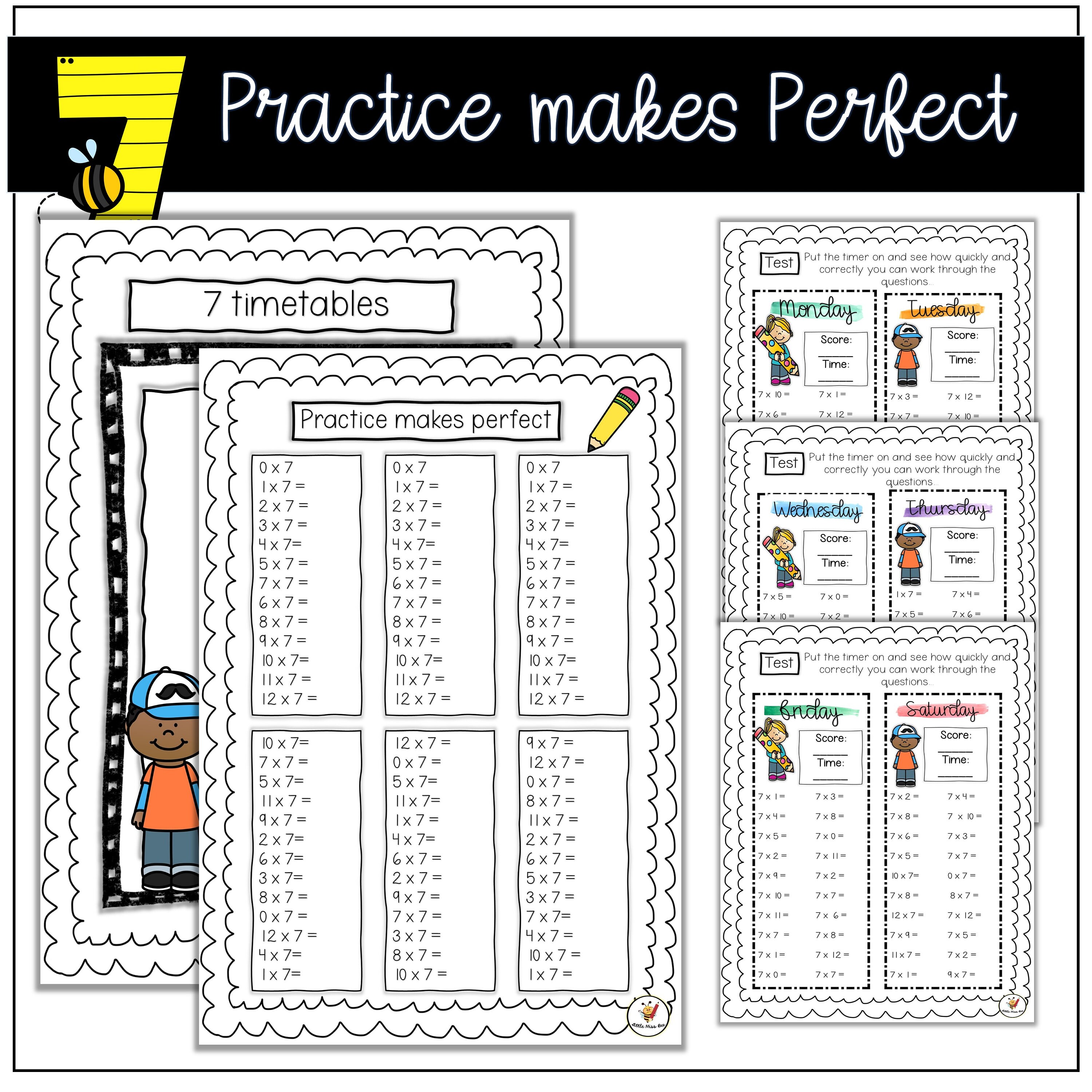 7 Timestable Multiplication Activity Booklet/worksheets/games - Etsy