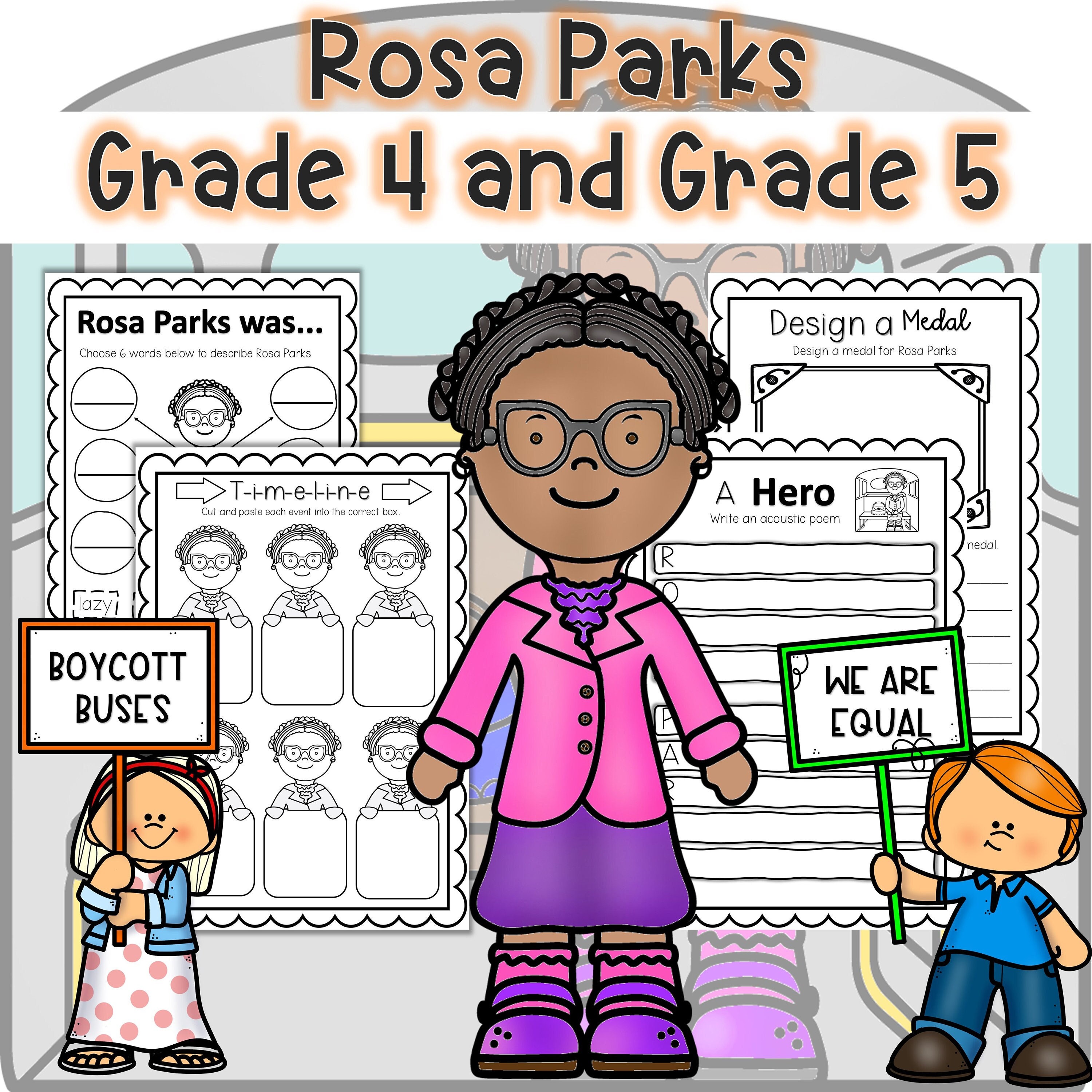 Picture book civil rights activist Rosa Parks with blockposter and mosaic  assignment - Yoors