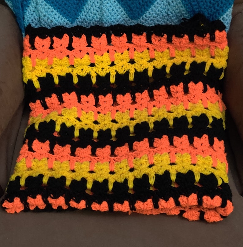 Halloween Edition Crochet Kitty Blanket Etsy
