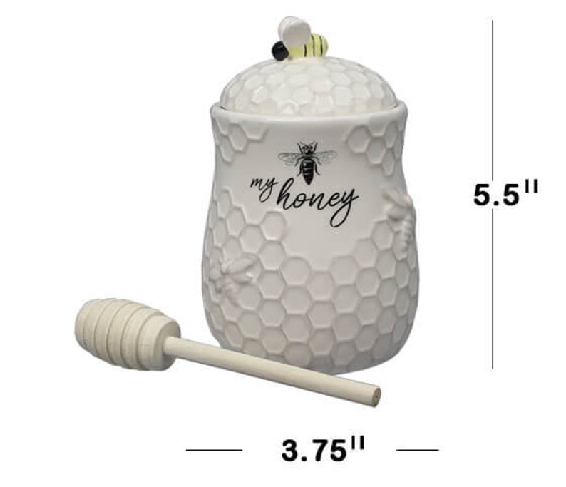 Ceramic Honey Jar With Wood Honey Dipper. Etsy