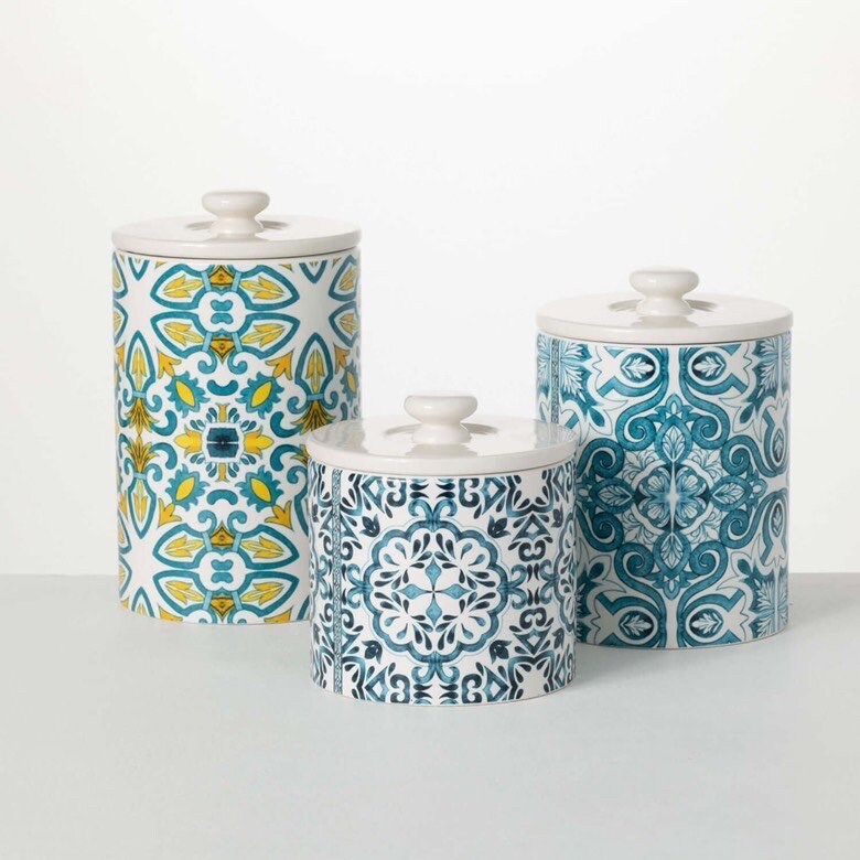 Portuguese Print Canister Set Etsy