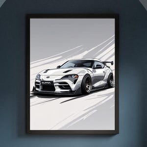 Póster de boceto del Toyota Supra: arte de coches JDM, decoración de garaje (descarga digital)