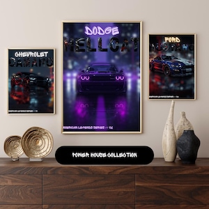 Muscle Car Poster Set: Camaro, Hellcat, GT500 (Digital Download)