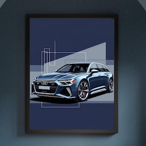 Arte de pared imprimible del Audi RS6 Avant / Póster de coche de descarga digital / Impresión de boceto de coche europeo / Decoración para el hogar / Arte de coche de descarga instantánea