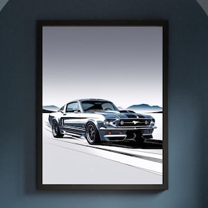 Ford Mustang Printable Poster | American Muscle Car Wall Art | Digital Download | Garage Decor | Man Cave Art | Car Lover Gift | Mustang