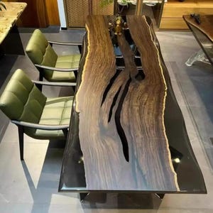 Custom Epoxy Dining Room Table | Large Epoxy Table | Custom Dining Table | Live Edge Table | Epoxy Resin Kitchen Table