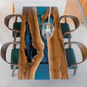 Custom Epoxy Dining Room Table | Epoxy Table | Special Dining Table | Live Edge Table| Epoxy Resin Kitchen Table