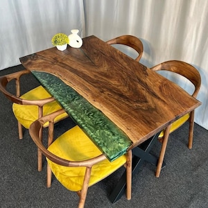 Custom Epoxy Dining Room Table | Large Epoxy Table | Custom Dining Table | Live Edge Table | Epoxy Resin Kitchen Table
