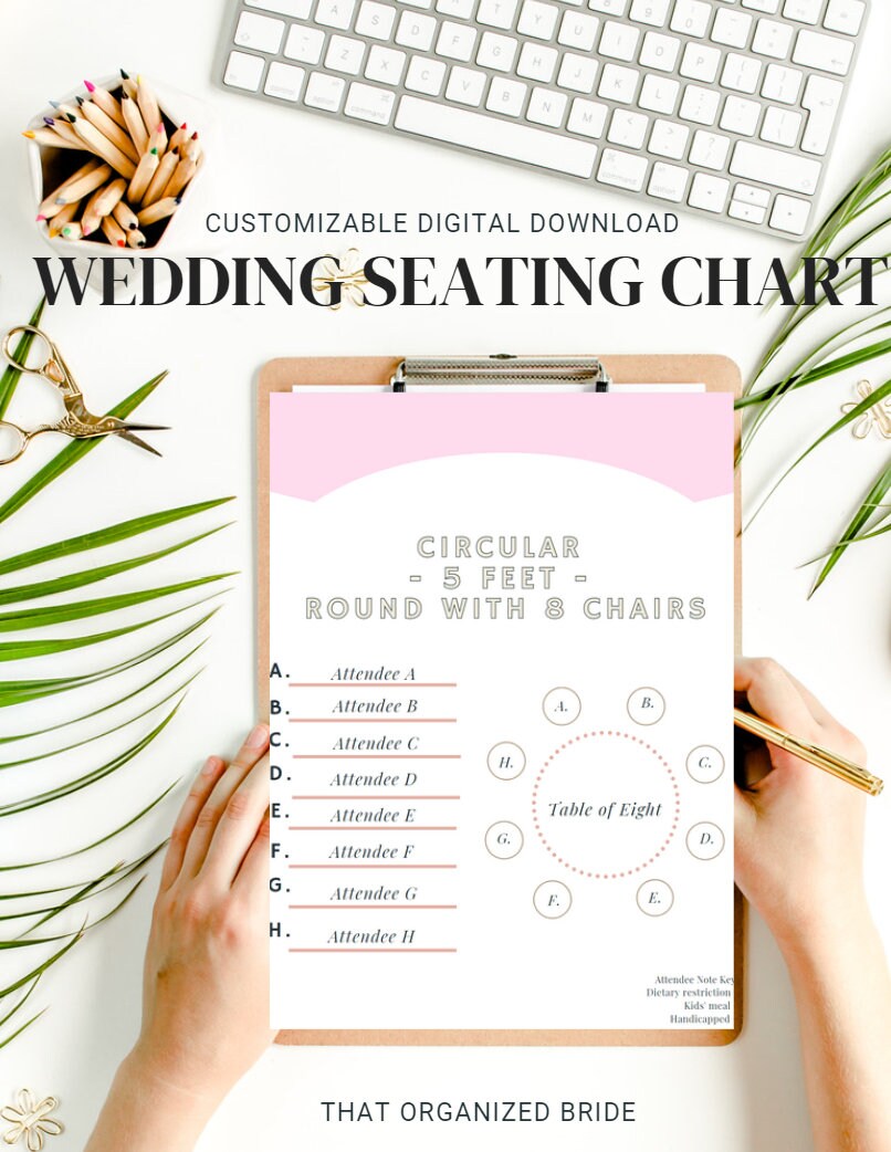 Wedding Seating Chart Template - Custom Floral Wedding Seating Plan ...