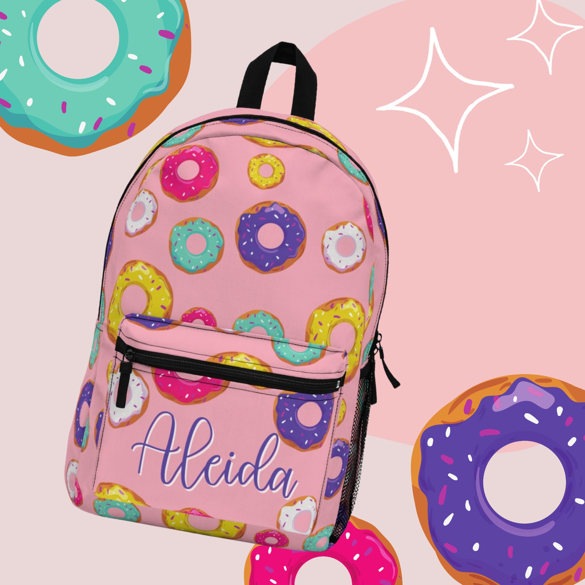 Donut backpack Pink donut backpack for girls donut backpack personalized pink donut backpack Personalized gift backpack for girls