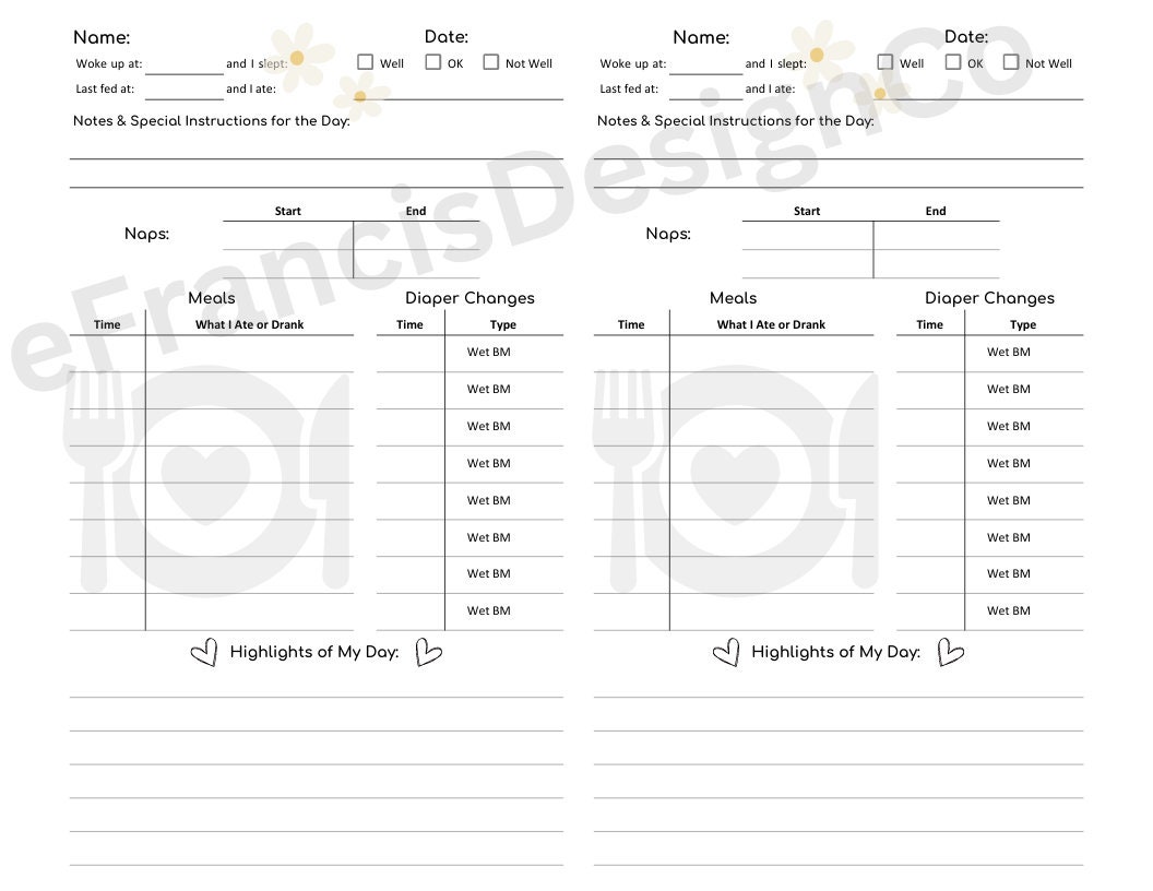 Daily Childcare Log