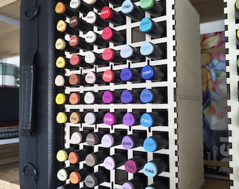 Desk organizer for markers / 66-compartment storage – Laser-cut file (3mm wood)