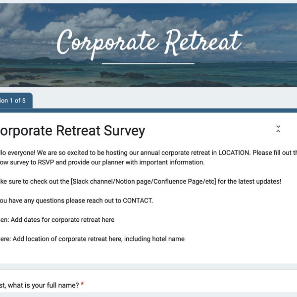 Corporate Retreat Survey Template