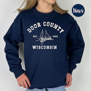 Door County Wisconsin Youth Size Unisex Sweatshirt, Door County Vacation, Door County Boats, Wisconsin Travel Shirt, Door County Gift Shirt