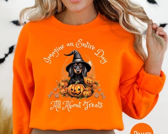 Funny Halloween Sweatshirt, Dachshund Mom Halloween Gift Sweater for Doxie Mom, Wiener Dog Lover Halloween Shirt, Dachshund Lover Sweatshirt