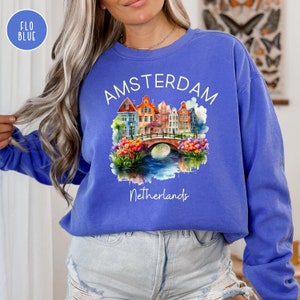 Amsterdam Netherlands Comfort Colors® Sweater Gift, Amsterdam Vacation Sweatshirt Gift, Netherlands Travel Shirt Amsterdam Gift Sweatshirt