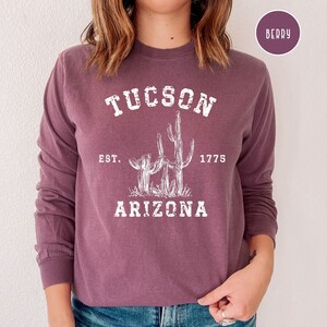 Tucson Arizona Grunge Style Comfort Colors® Long Sleeve Tee, Arizona Vacation Gift, Tucson Cactus Shirt, Tucson Hiking Shirt, Arizonia Gift