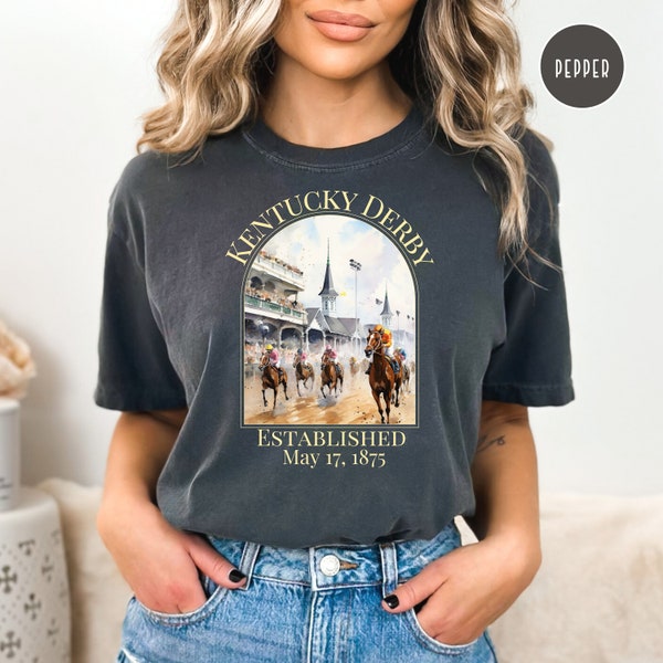 Kentucky Derby Race Comfort Colors® T-Shirt, Kentucky Derby Watercolor Shirt, Horse Lover Gift Shirt, Derby Party Gift Shirt, Horse Race Tee