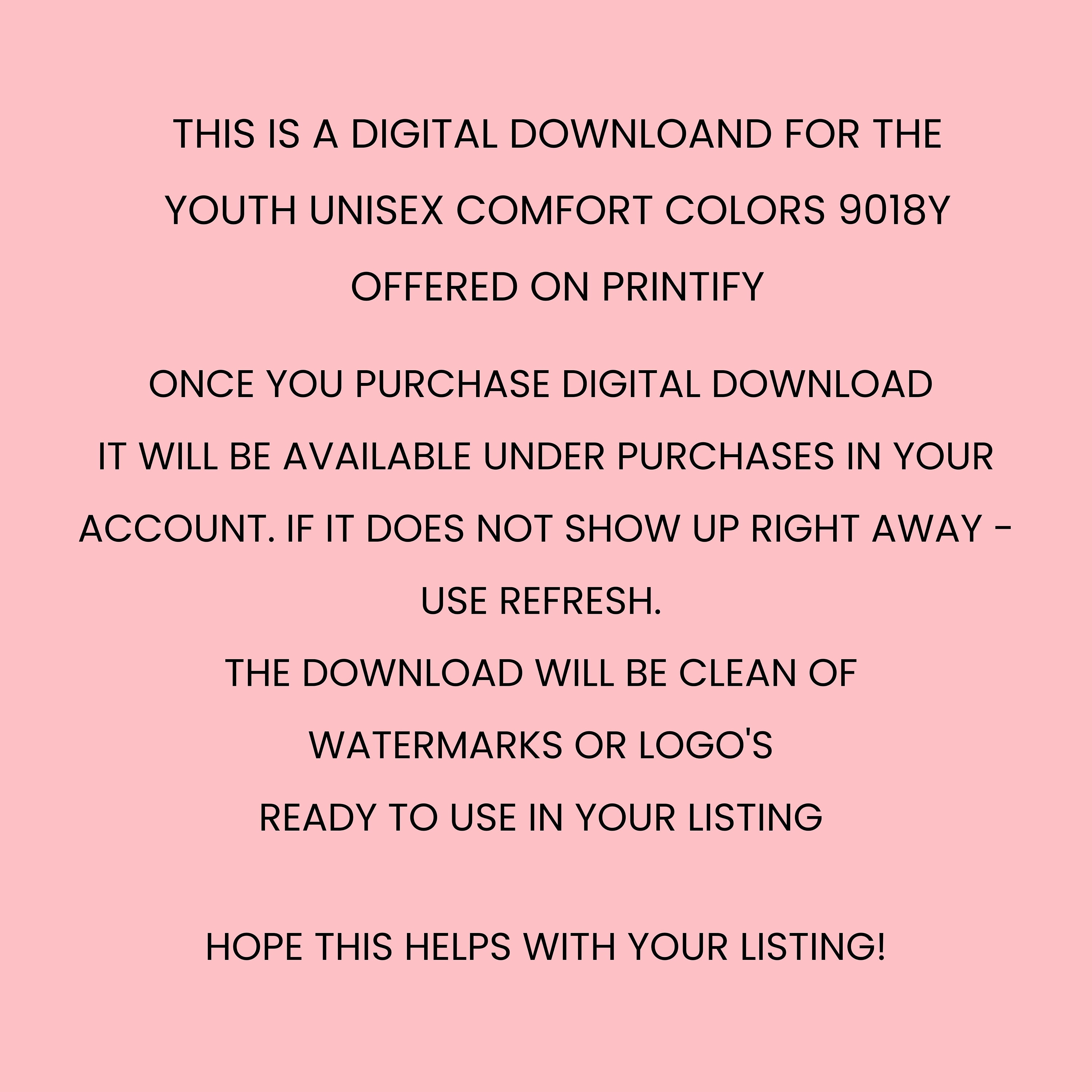 Youth Comfort Colors Size Chart 9018Y Size Chart Youth Tee Etsy