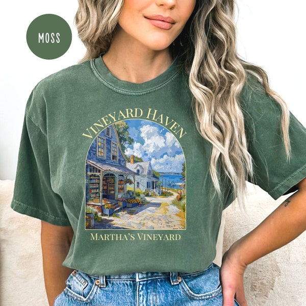 Martha's Vineyard Shops Comfort Colors® Gift Shirt, Martha's Vineyard Vacation Tee, Vineyard Haven Shops Shirt, Martha's Vineyard Watercolor